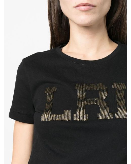 Ralph Lauren Black Hailly Beaded-Logot-Shirt