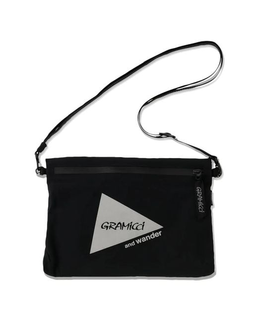 And Wander Black X Gramicci Logo-Print Messenger Bag