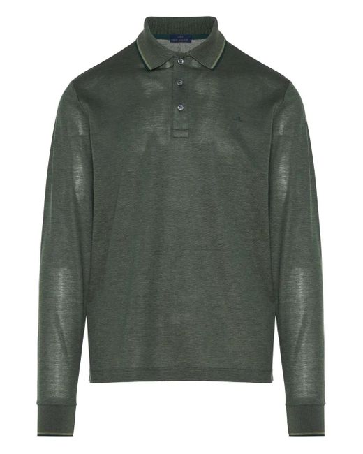 Paul & Shark Green Long-Sleeve Polo Shirt for men
