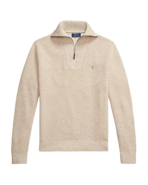 Polo Ralph Lauren White Waffle-Knit Sweater for men