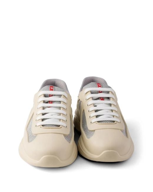 Prada White America's Cup Soft Rubber And Bike Fabric Sneakers for men