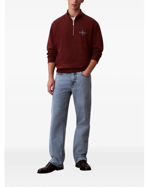 Calvin Klein Red Zip-Up Sweater for men