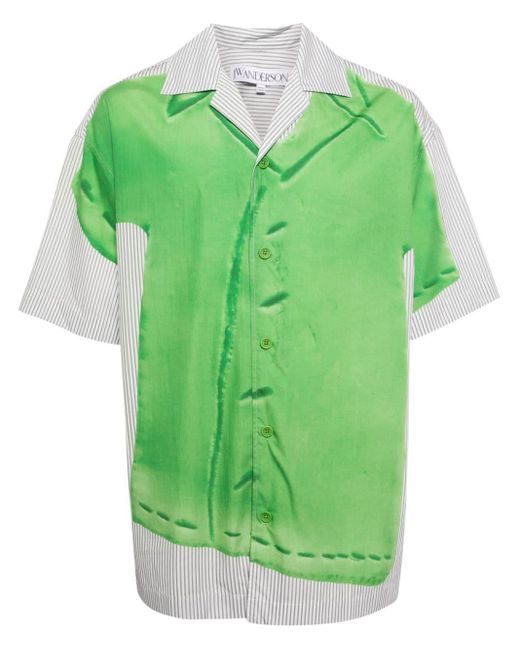 J.W. Anderson Clay trompe l'oeil-print cotton shirt in Green für Herren