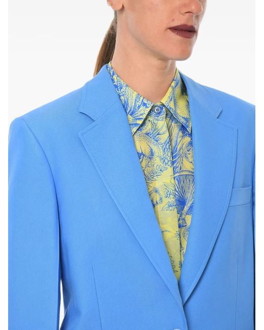 Stella McCartney Blue Twill Blazer With Flap Pockets