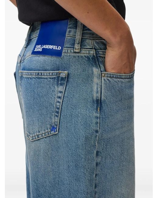 Karl Lagerfeld Blue Straight-Cut Denim Jeans With Five-Pocket Styling
