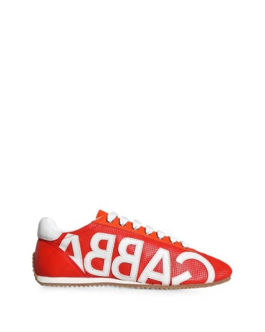 Dolce & Gabbana Red Perforated Logo-Appliqué Sneakers