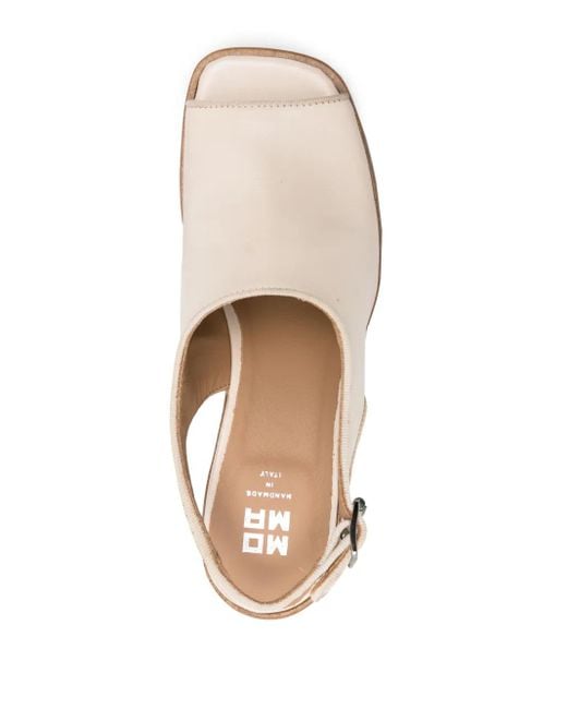 Moma Natural Square-Toe Slingback Sandals