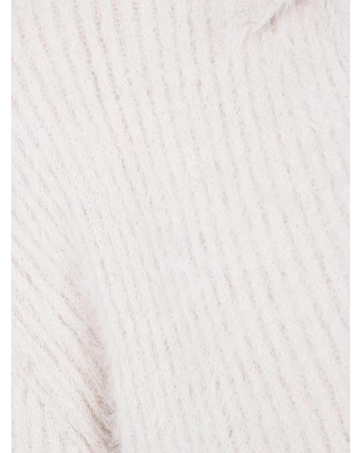 Uma Wang White Polo-Neck Ribbed Sweater for men