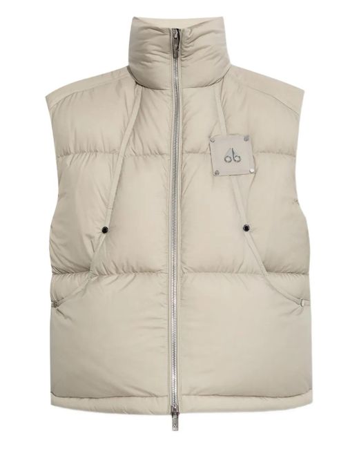 Moose Knuckles Natural Quilted Logo-Plaque Vest