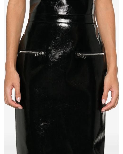 Falda Midi Con Dobladillo Recto MSGM de color Black