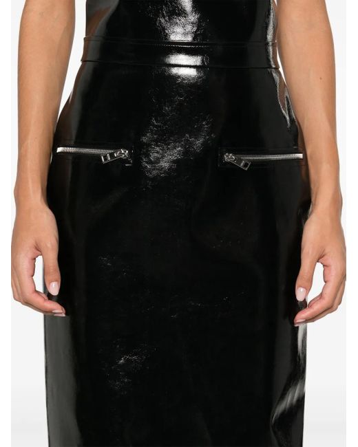 MSGM Patent Midi Skirt in Black | Lyst