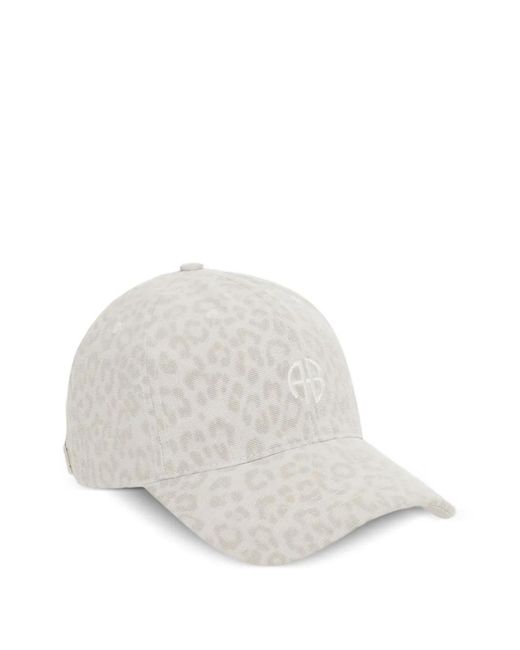 Anine Bing White Jeremy Leopard-Pattern Baseball Cap
