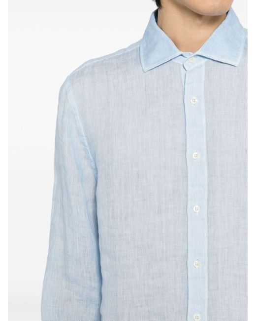 120% Lino White Long-sleeved Linen Shirt for men