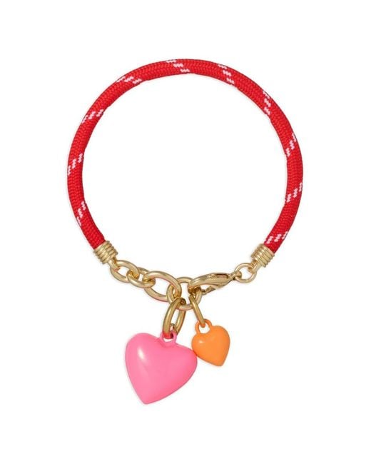 Roxanne Assoulin Red Happy Cord Double-Heart Pendant Bracelet