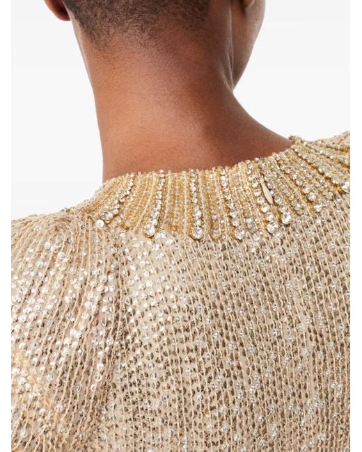 Jenny Packham Sisi Verfraaide Avondjurk Met Lange Mouwen in het Natural