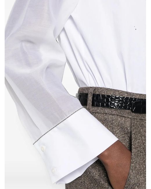 Peserico White Sheer-Sleeves Shirt