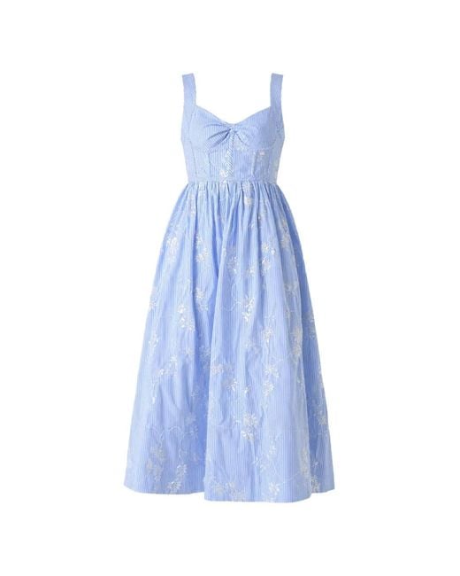 Hunter Bell Blue Gracie Striped Floral Midi Dress