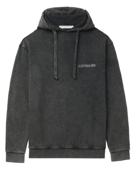 Alessandra Rich Black Graphic-Print Cotton Hoodie