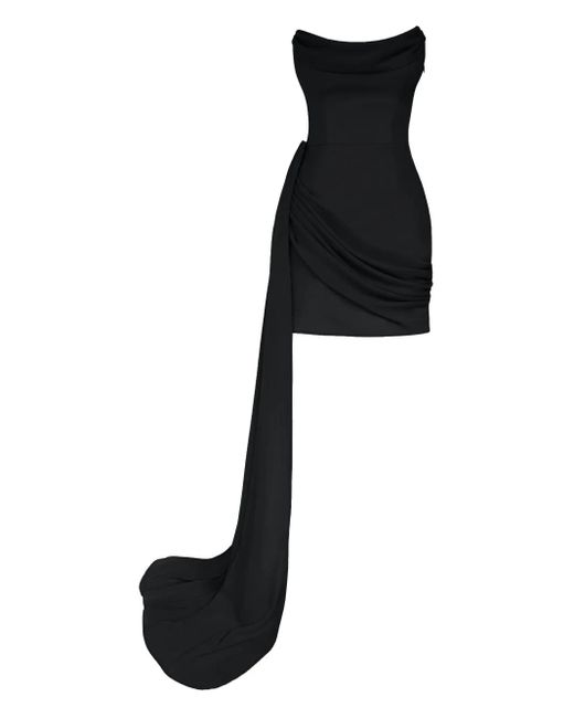 POST MERIDIEM Black Corsage-Minikleid Mit Chiffonzug