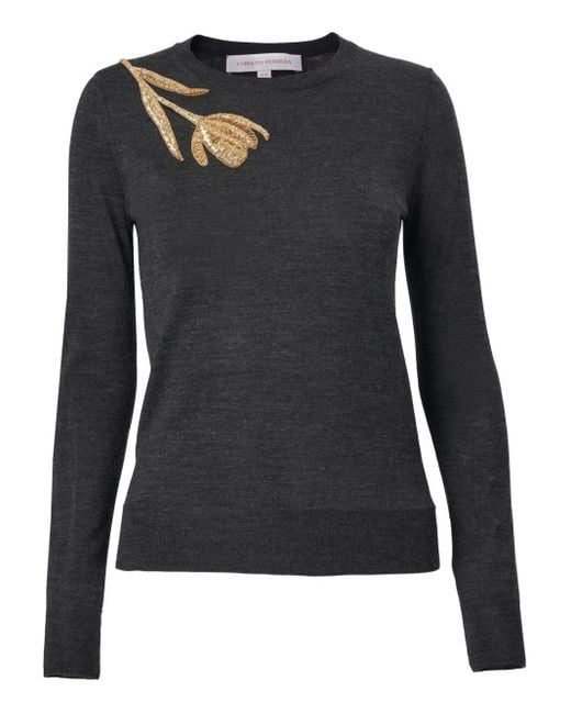 Carolina Herrera Black Pullover Mit Tulpenstickerei