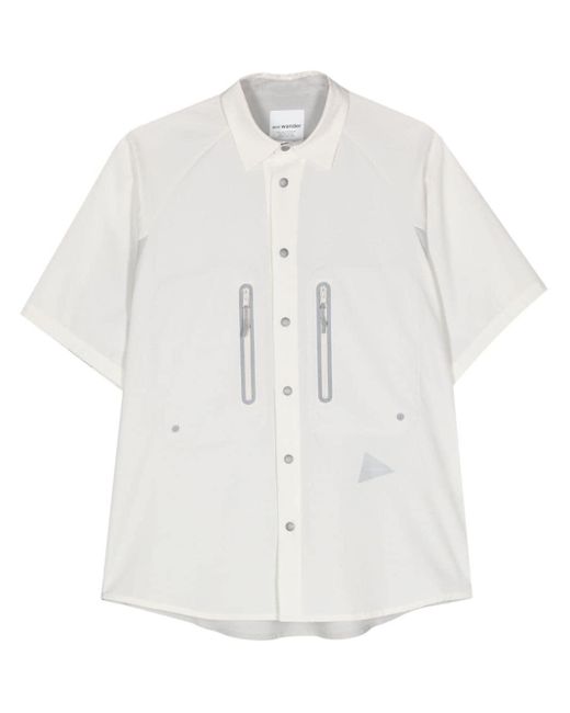 And Wander White Ripstop-Detail Short-Sleeve Shirt for men