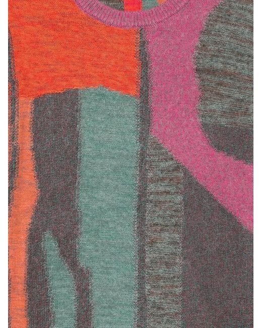 Paul Smith Green Abstract-Pattern Crew Neck Sweater for men