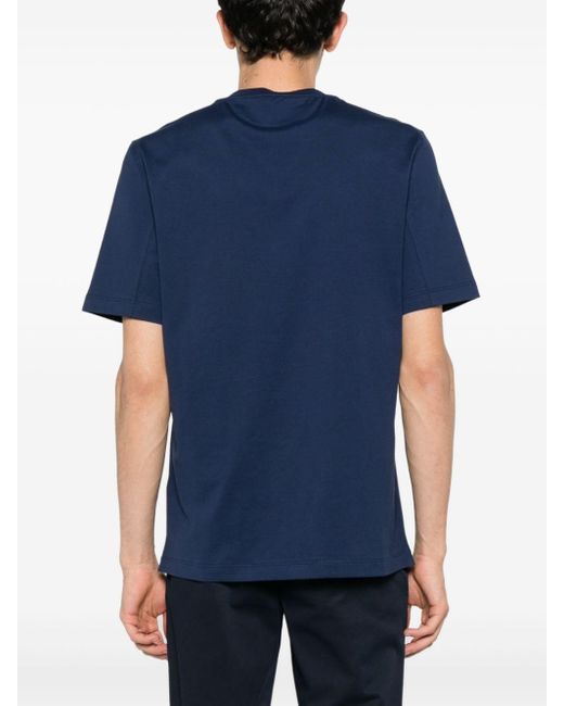 T-shirt con cuciture a contrasto di Brunello Cucinelli in Blue da Uomo