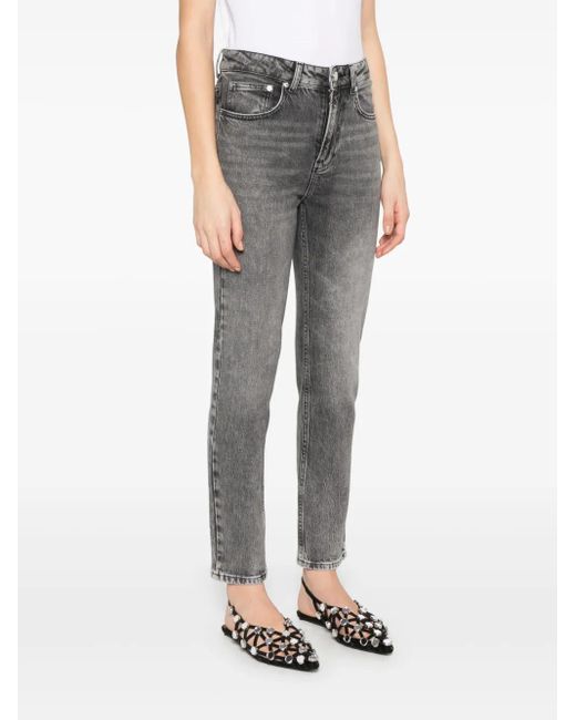 Moschino Gray Compact Eleanor Crocodile Embossed Shoulder Bag