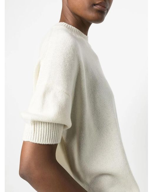 Jil Sander White Short-Sleeve Cashmere Top