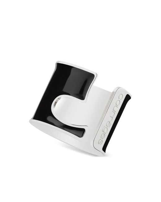 Courreges White Logo-Enamel Ring Set