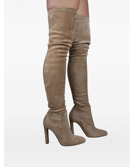 Ralph Lauren White Almond Toe Thigh-High Boots