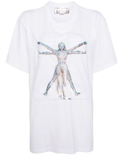 Stella McCartney X Sorayama Vitruvian Woman Katoenen T-shirt in het White