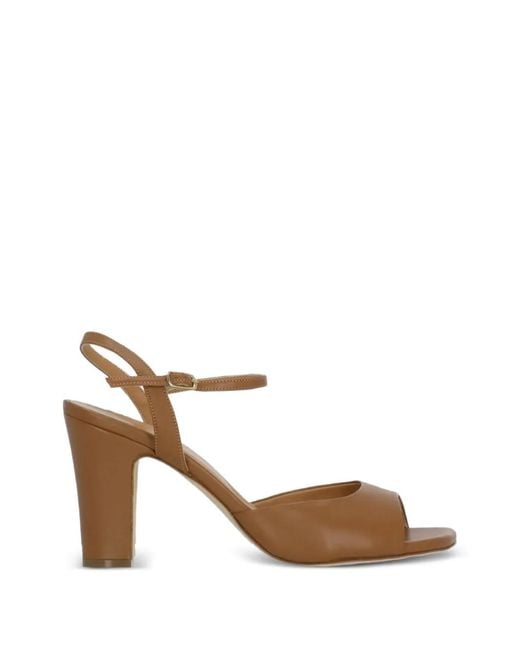Julie Dee White Leather Heeled Sandals