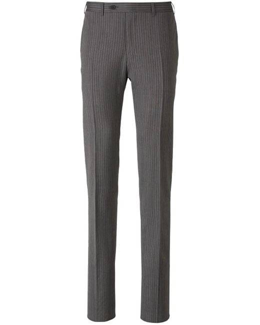 Canali Gray Striped Tailored Trousers for men