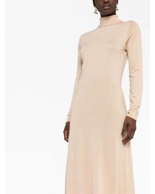 Fabiana Filippi Natural Long-Sleeve Knitted Maxi Dress