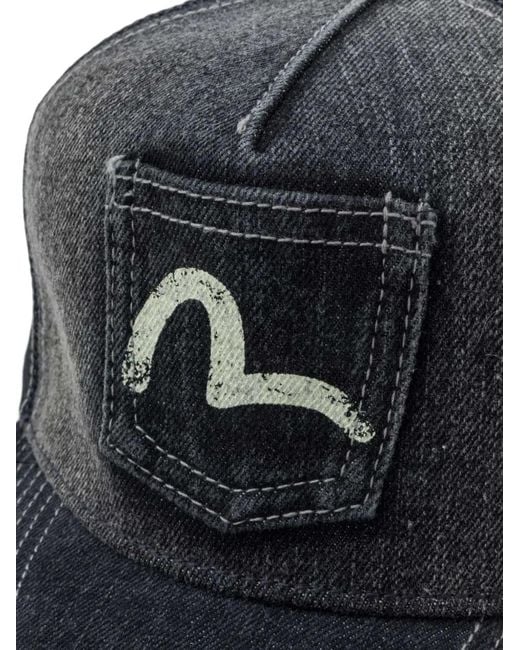 Evisu Blue Seagull-Print Patch-Pocket Cap