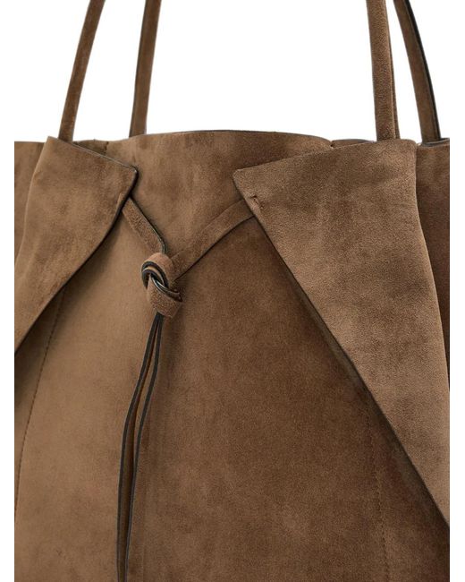 Gabriela Hearst Brown Marija Suede Knotted-Strap Tote Bag