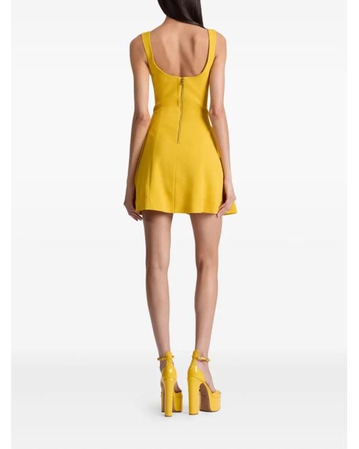 Alice + Olivia Yellow Vera Minikleid mit eckigem Ausschnitt