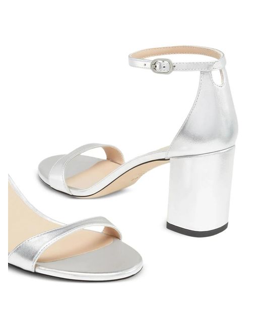 Stuart Weitzman White Nudistcurve Open-Toe Sandals