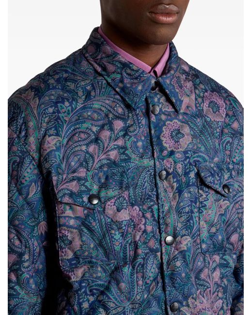 Etro Blue Quilted Paisley Jacket for men