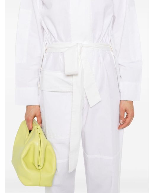 Victoria Beckham White Belted Cotton Jumpsuit