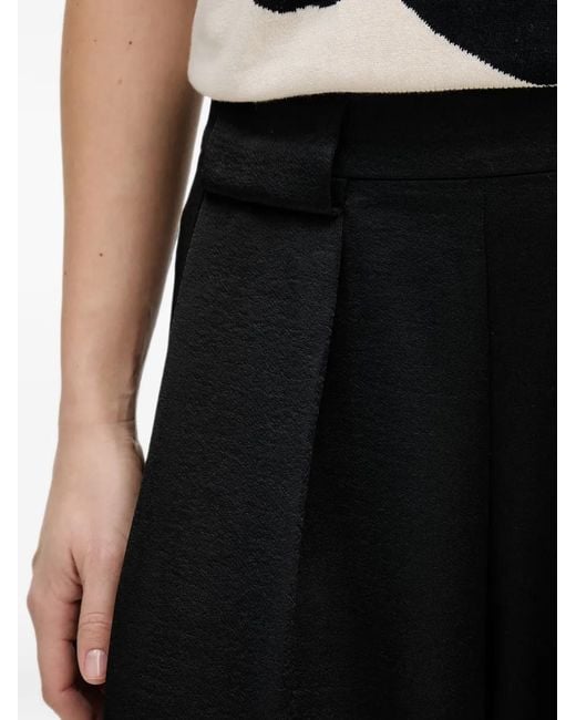 DKNY Black Pleated Elastic-Waistband Palazzo Pants