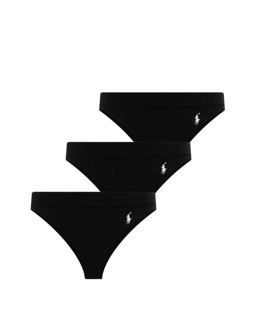 Polo Ralph Lauren Black Pony-Motif Thongs (Set Of Thee)