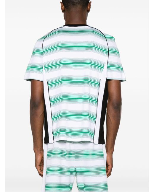 Casablancabrand Green Logo-embroidered Striped T-shirt for men