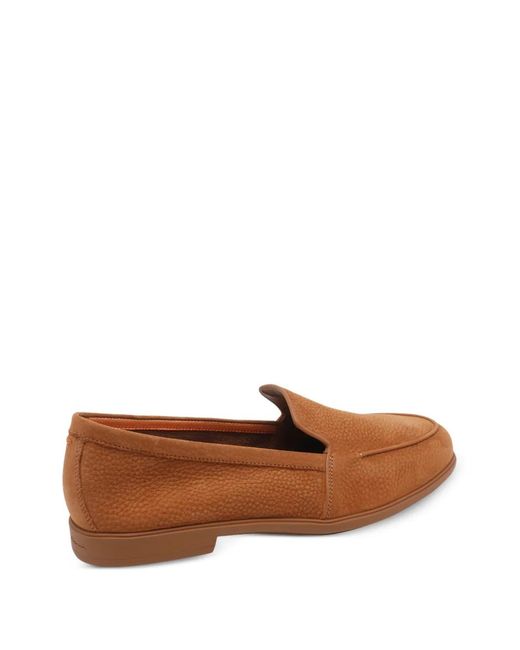 Santoni レディース ブラウン ラウンドトゥ レザーローファー 【公式通販】