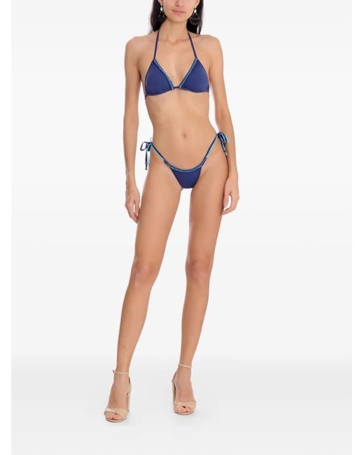 Amir Slama Blue Beaded Triangle Bikini Set
