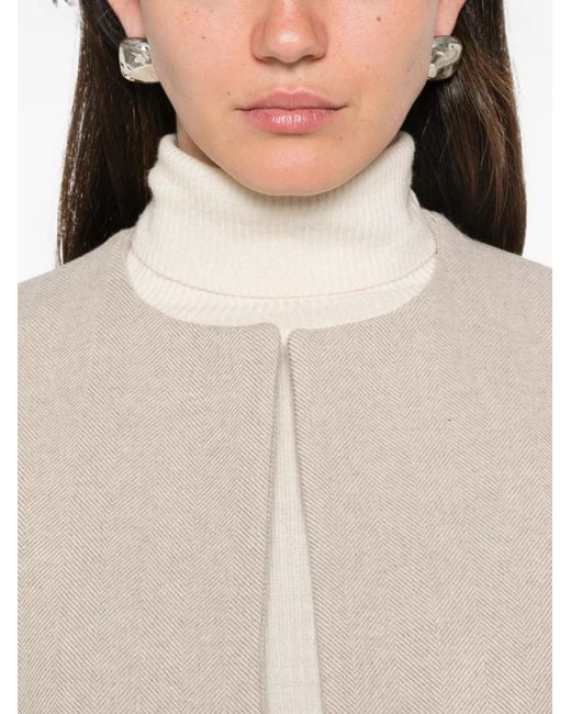 Liviana Conti Natural Herringbone-Pattern Flap-Pocket Jacket
