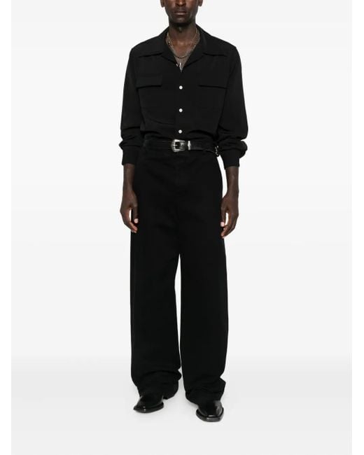 Second/Layer Black Double-Pocket Shirt for men