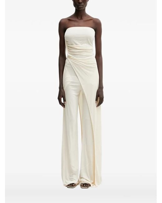 Rick Owens White Ruched Strapless Top