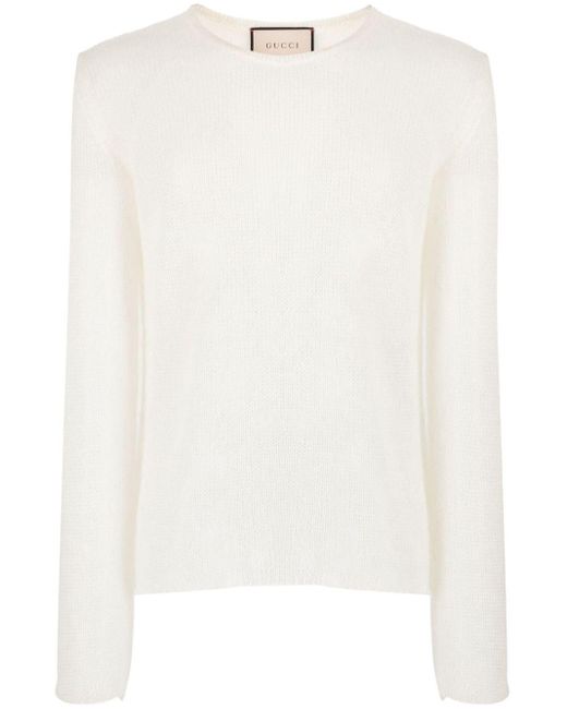 Gucci White Open-knit Mohair-silk Jumper for men